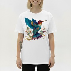 Colorful Hummingbird Nature Art T-Shirt Vintage Retro Gift Men Women Tee