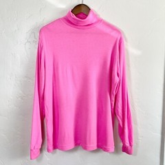 Vintage 80s Medalist Size Large Turtleneck – Hot Pink Color Changing Heat Purple