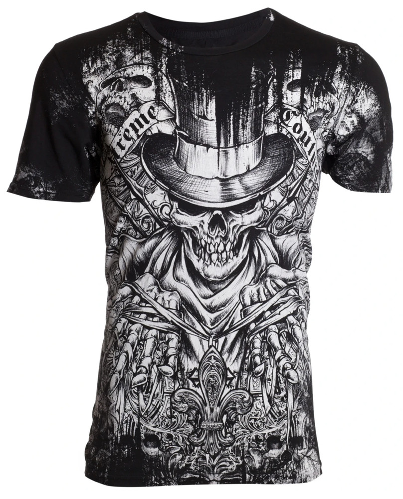 Xtreme Couture Affliction Men’s T-Shirt OFFERING Skull Black Tattoo Biker S-3XL