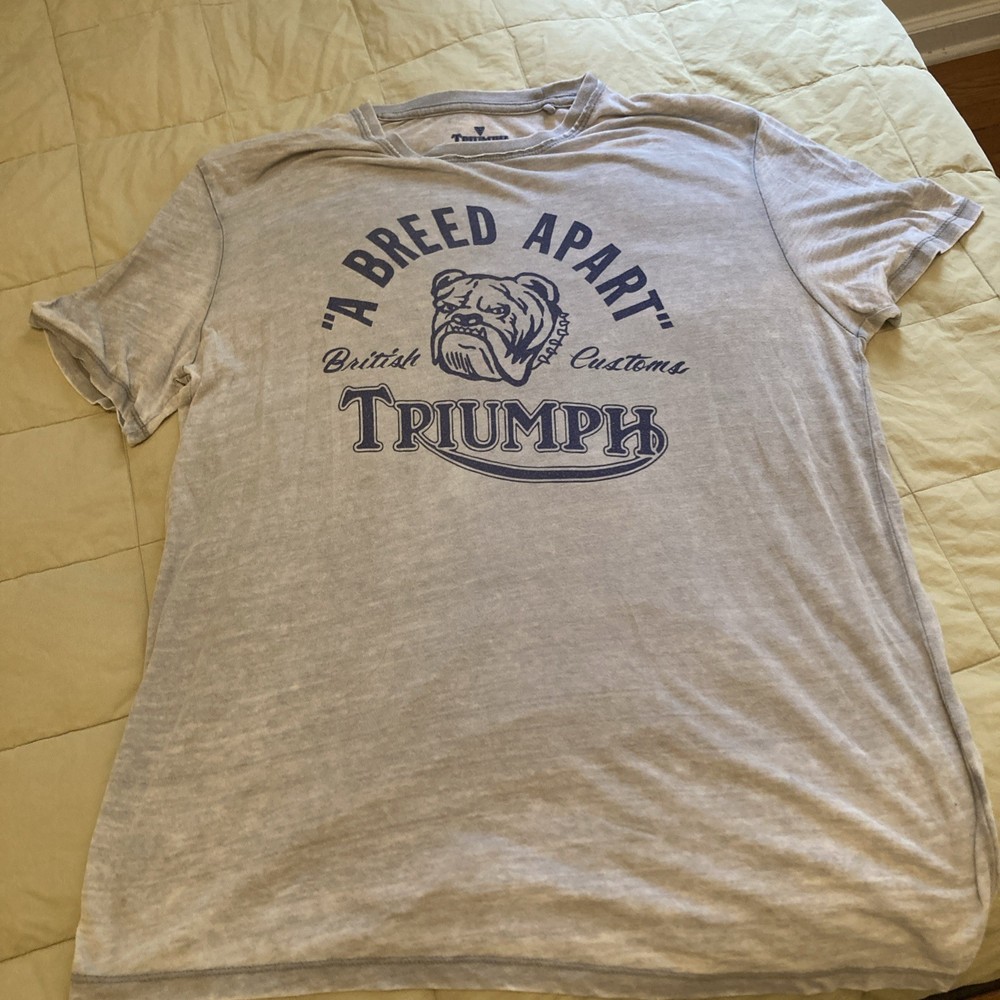 Triumph Motorcycles- Bulldog A Breed Apart Gray T Shirt Mens XL British Customs