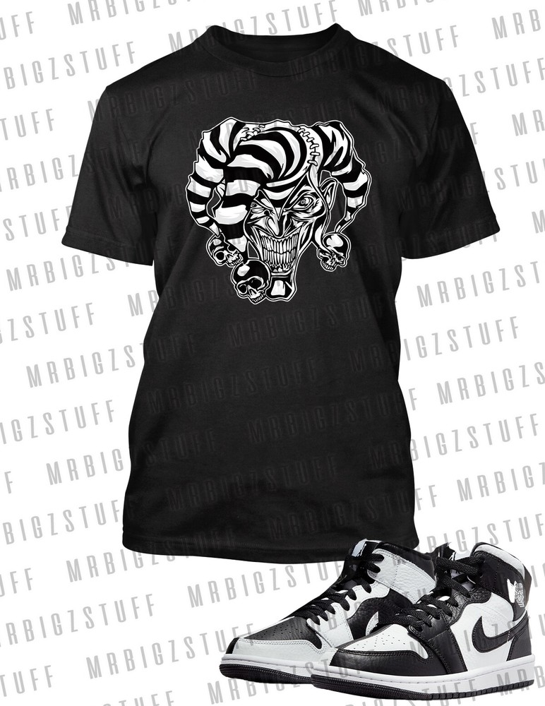Joker Jester Clown and Skulls Sneaker Tee Shirt Grey Stone 8XL Big & Tall Tee