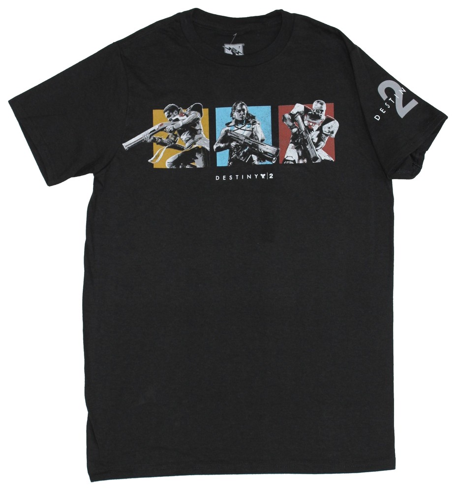 Destiny 2 Mens T-Shirt – Colorful Character Boxes Images