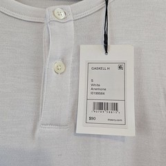 Theory Henley Tee T-Shirt Men’s White Gaskell Anemone Modal Poly Small NWT