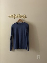 Champion Long Sleeve Dark Blue T-Shirt, Basic, Conventional