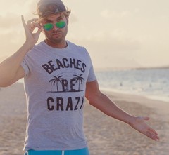 Mens Beaches Be Crazy T Shirt Funny Outdoor Summer Vacation Tee