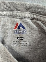 Majestic Men Shirt M Gray Print Crew Neck Short Sleeve Logo Pullover Casual Tee