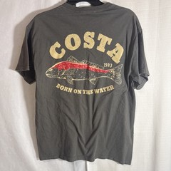 Costa Del Mar Mens T-Shirt Medium Gray Graphic Born On The Water Fishing