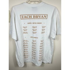 ZACH BRYAN 2023 Burn Tour T Shirt White XLarge Rodeo Cowboy Print Concert Merch