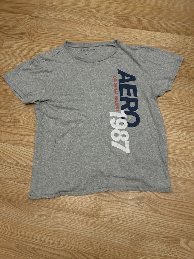Aéropostale Men’s L Gray Graphic Logo Crew Neck Short Sleeve T-Shirt