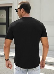 Men’s Muscle Slim Henley Shirts Crewneck Longline T-Shirt Gym