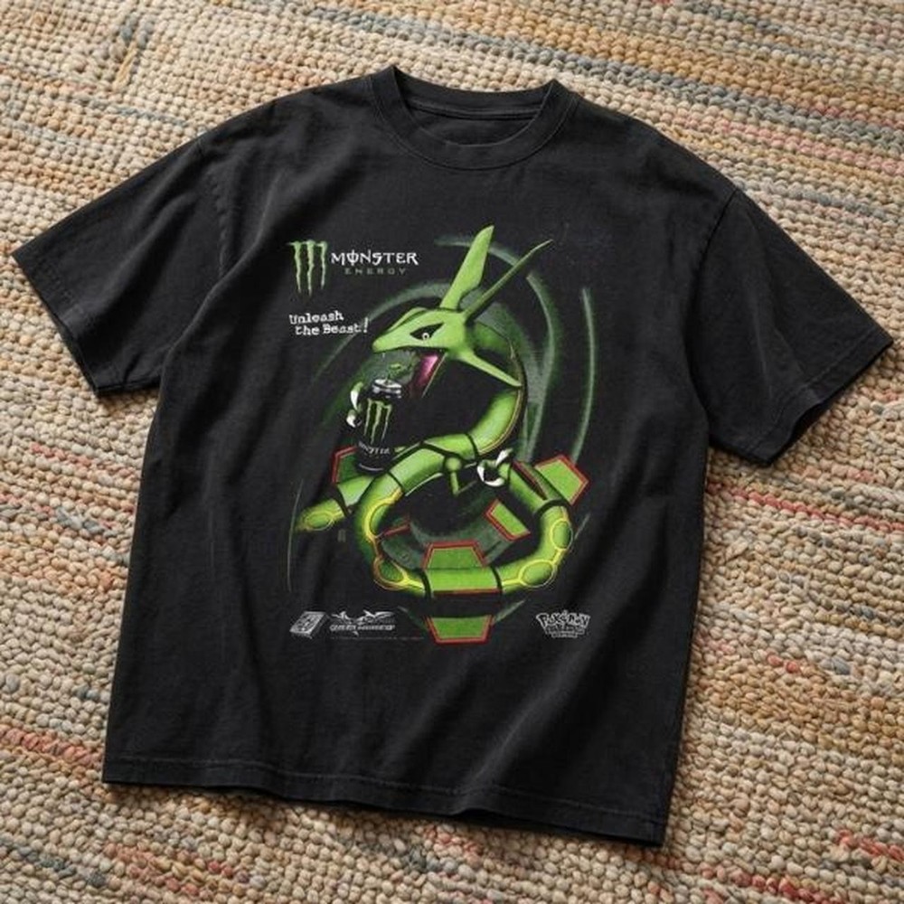Y2K Pokemon Rayquaza Monster Energy Reprint T-Shirt