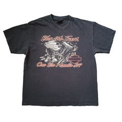 Vtg Harley Davidson T Shirt Mens Black L Logo Pat Rogers Speedway Motorcycle Y2K