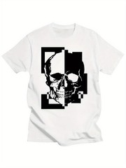 Men’s T-Shirt – Edgy PP Skull Graphic Tee, Casual Streetwear TShirt