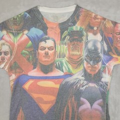Justice League Shirt Men Large DC Comics Book All Over Print AOP Batman Superman