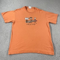 VTG Life is Crap “No Skateboarding” T-Shirt Orange Adult Men’s Size Medium Tee *