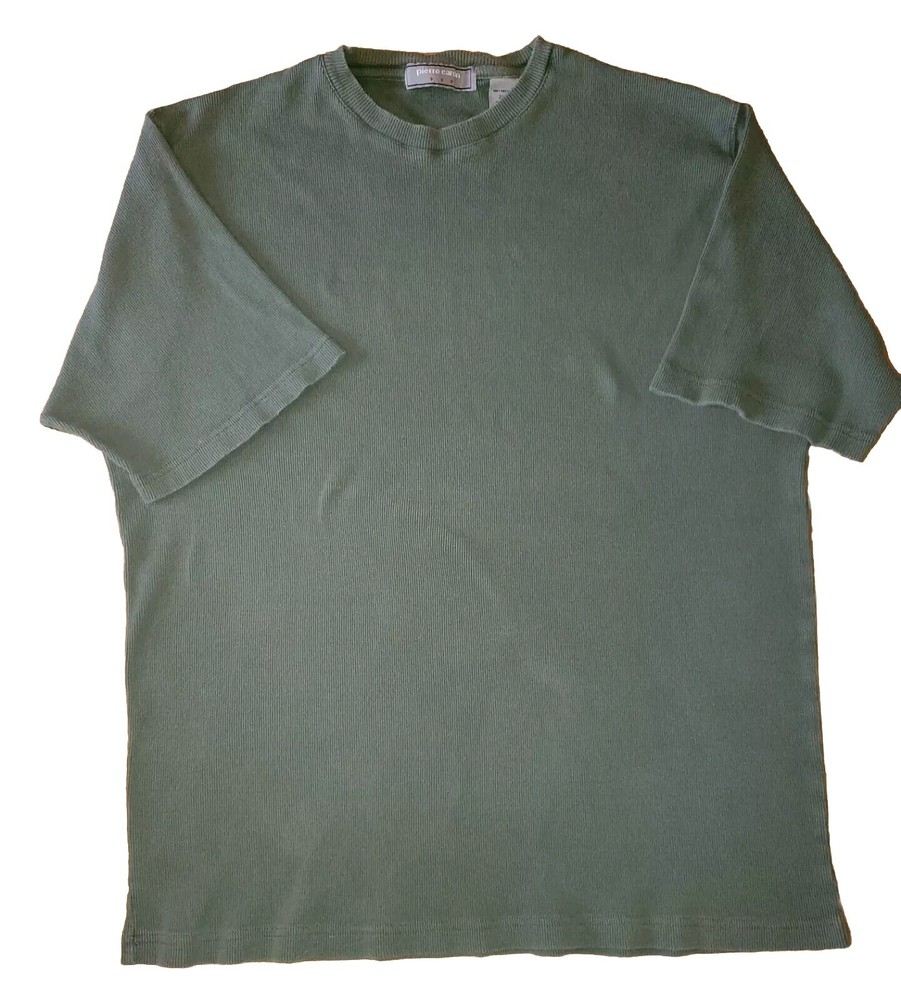 Mens 2XL XXL Pierre Cardin Short Sleeve Ribbed 100% Cotton Shirt
