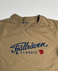 Fjallraven Hiking Outdoor Trek TShirt Beige Logo Tee Mens Small