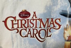 DISNEY Store Shirt Large A Christmas Carol Jim Carey Movie Promo T-Shirt White