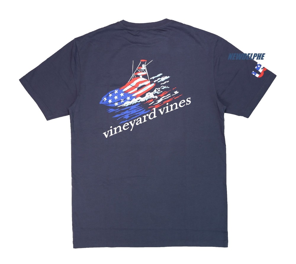 NWT Vineyard Vines Men SS Pocket Crew Neck Tee T-Shirt “AMERICAN SPORTFISHER”