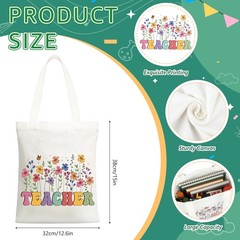 HUFAND Graduation Gifts for Teachers 6 Pack Canvas Tote Bags with Makeup Pou…