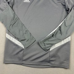 Adidas Shirt Men Large Gray White Solid Climacool Soccer Pullover Thumbholes L