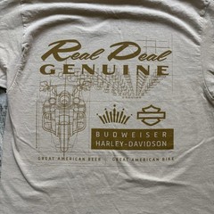 Budweiser Harley-Davidson 120 Year T-Shirt Medium Beige Beer Bikes