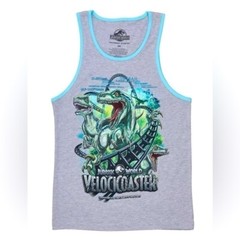 Jurassic World Universal Studios Velocicoaster Raptors Gray Tank Top Shirt – XS