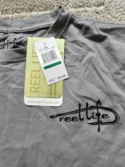 Reel Life Gray “Raised on the Water” American Flag T-Shirt Men’s Size Large NWT