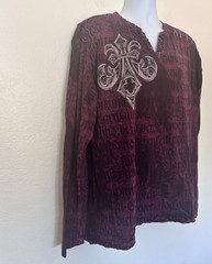 Vintage Affliction Buckle Shirt 2XL Burgundy Lava Wash Goth Y2K Grunge Mall USA