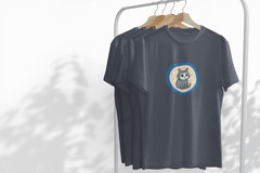 Blue Moon Grey Cat Illustration T-Shirt | Lunar Cat Graphic