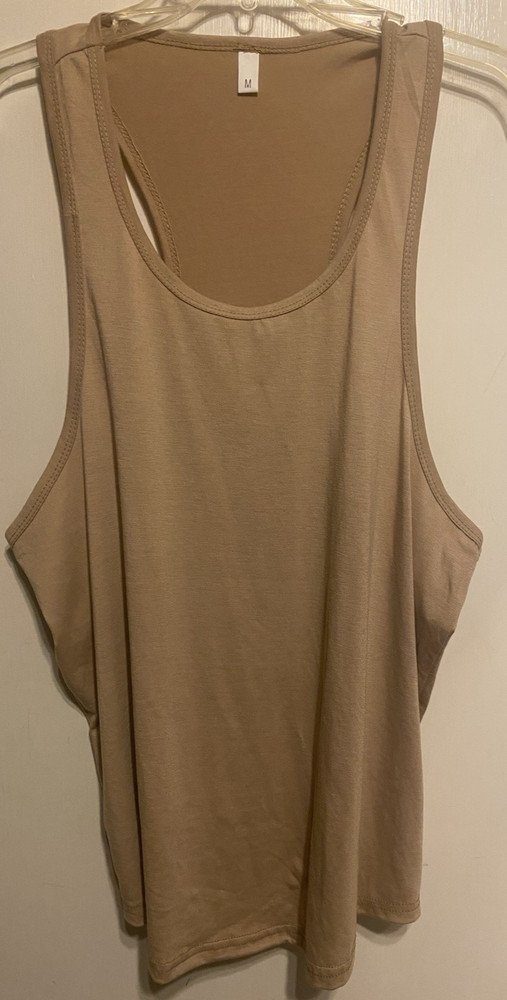 Unbranded Men’s Muscle Fitness Tank Top NWOT Cotton Tan Size Medium Racerback
