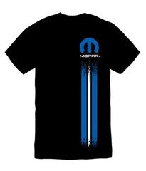 CHECKERED FLAG SPORTS MOPAR LEFT STRIPE LOGO MEN’S BLACK COTTON TEE SHIRT 99416