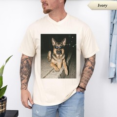 German Shepherd Coffee Shirt Funny Dog Meme Retro Iced Coffee Unisex Graphic Tee