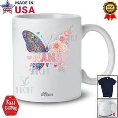 Custom Name Nana; Lovely Mother’s Day Floral Butterfly Nature Family T-Shirt
