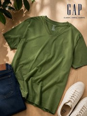 Gap V Neck T Shirt Men’s Medium Green 100% Cotton Short Sleeve Casual Basic Tee