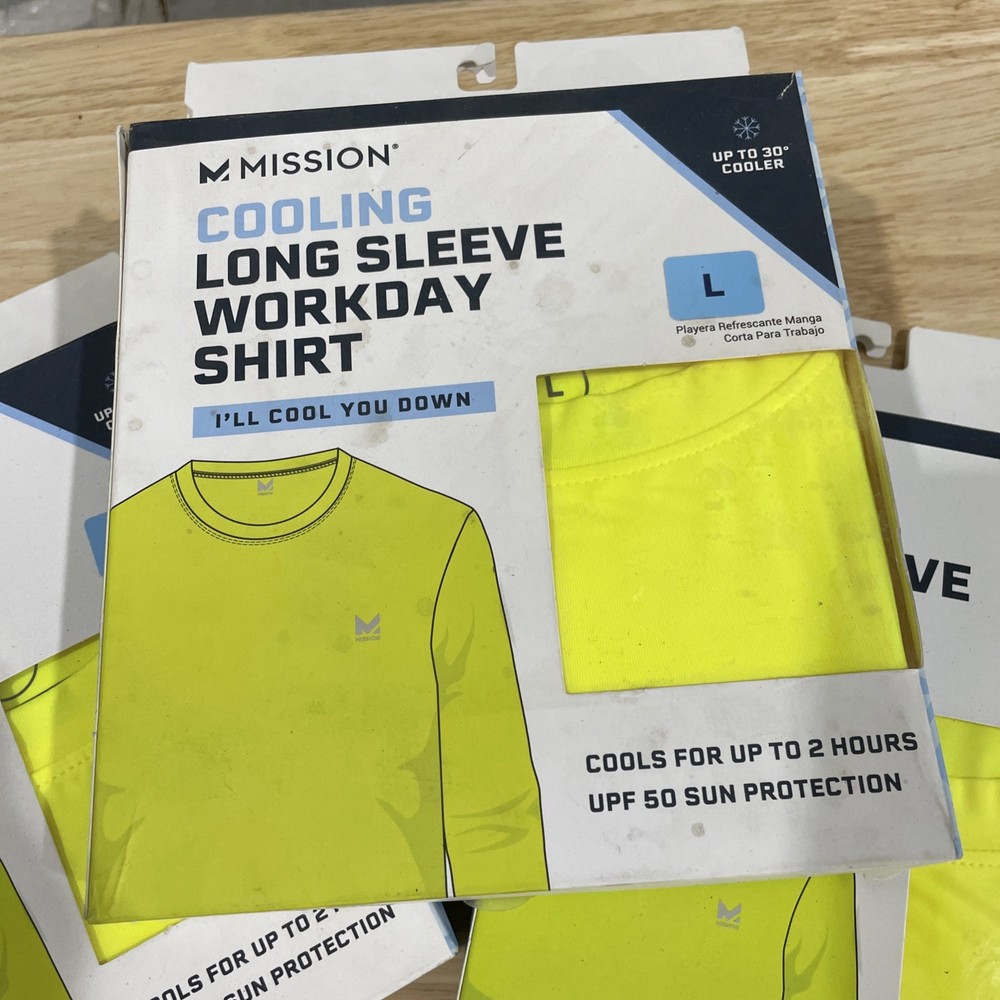 FOUR Mission Unisex Large Hi Vis Yellow Cooling Long Sleeve Performance Shirt
