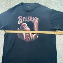 Holiday Time Shirt Mens 3XL 54-56 Black Believe Santa Graphic Tee
