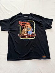 Steven Rhodes Demon Cat Shirt Mens XL Black Halloween Retro Horror Graphic Tee