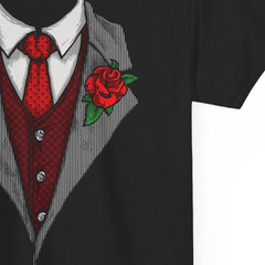 Gentleman Tuxedo Funny T-Shirt Rose Flower Novelty Formal Graphic Tee Gift