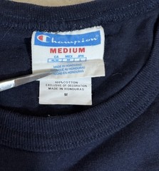 Vintage Champion Big Logo Embroidered Blue Shirt Size M