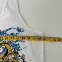 Island Limited Mens Graphic Tank Top White Golden Dragon Sword Y2K Streetwear L