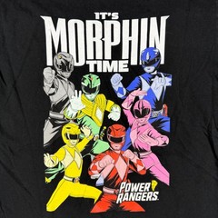 Power Rangers Its Morphin Time Graphic T-Shirt Mens Large Black Cotton MM0920