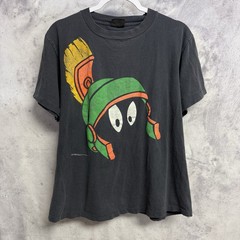 Vintage 90s Marvin the Martian Looney Tunes T Shirt Mens L Faded Black Changes