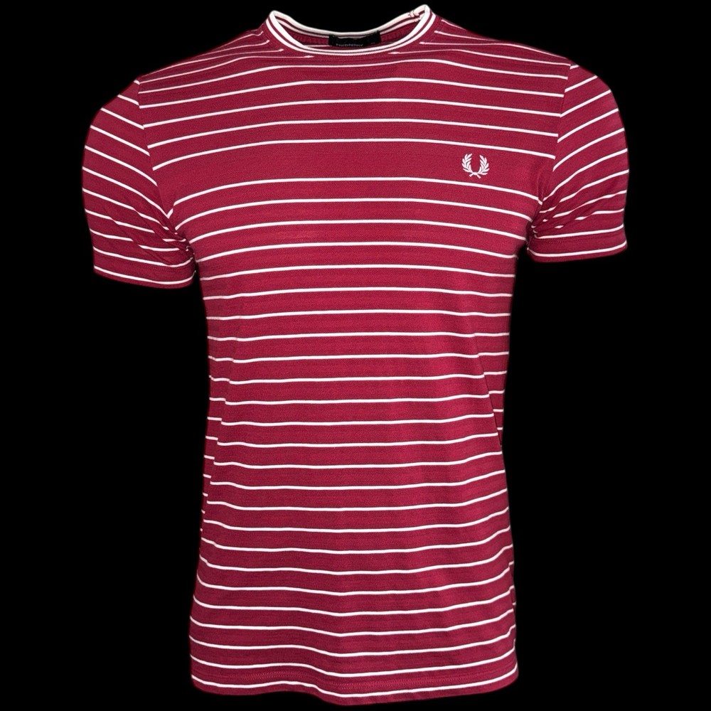 Fred Perry men’s casual T-shirt cotton striped red M2534 size XS