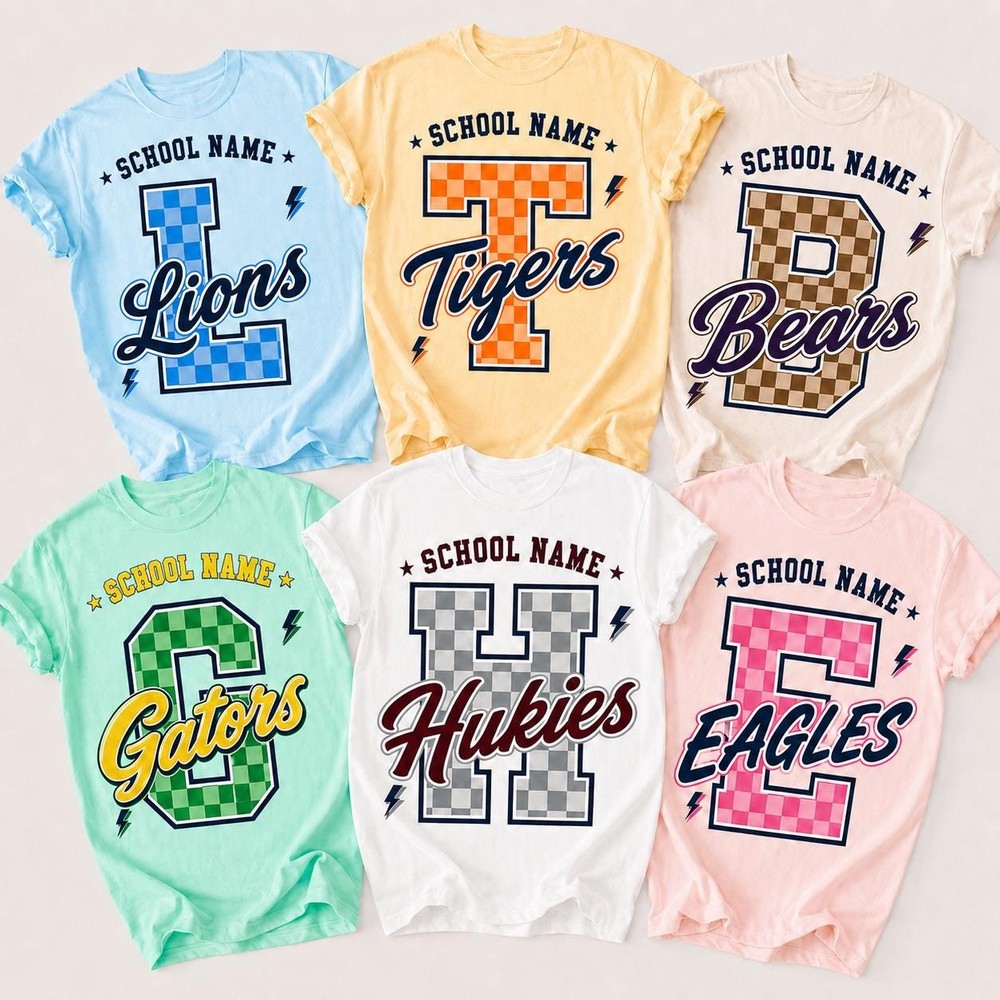 Custom School Mascot Shirt Groovy School Spirit Back To School Tee