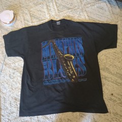 Vintage Fashion Victim Memphis Blues T Shirt XL USA Black Graphic Tee Music