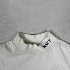 Vintage Navy Long Sleeve T-Shirt Mens XL White Mock Neck Made USA 90s