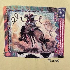 Vintage Texas Rodeo Shirt Men Medium Anvil Yellow Short Sleeve Single Stitch USA
