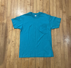 Vintage 90s Hanes Teal Green men’s XL Single Stitch Blank Pocket T-Shirt used