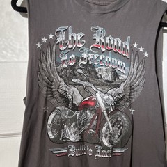 Celebrate! Patriotic Motorcycle Graphic Gray Cotton Men’s Sleeveless T-Shirt S